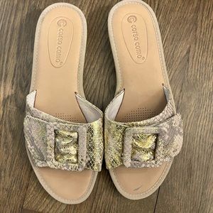 Corso Como Metallic Gold Snakeskin Buckle slide